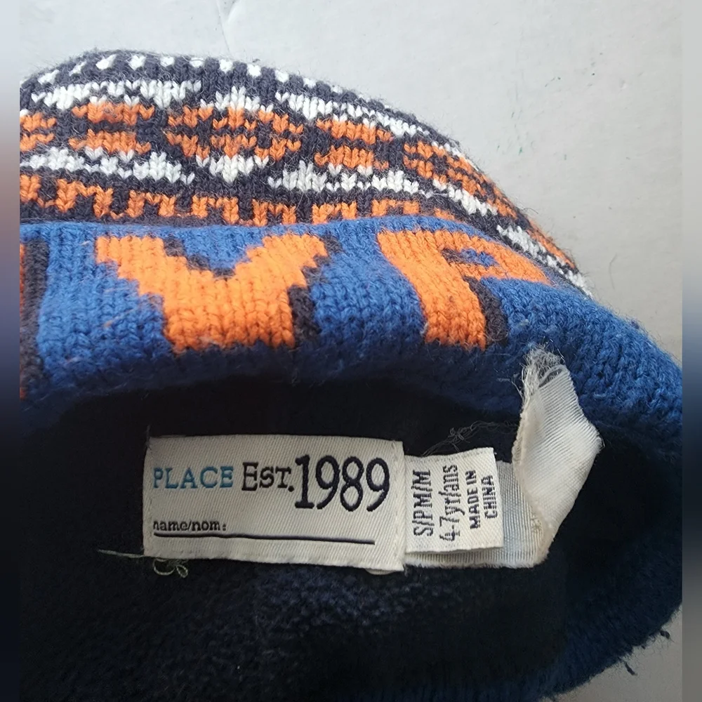Boys MVP blue orange white black fleece line Boys winter hat